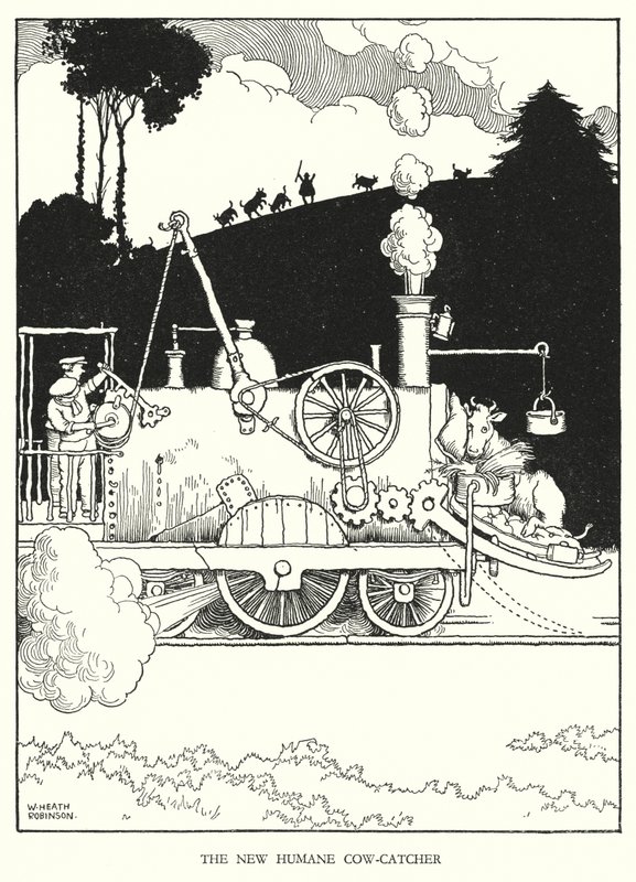 W Heath Robinson (lito) tarafından Demiryolu Ribaldry için İllüstrasyon by William Heath Robinson