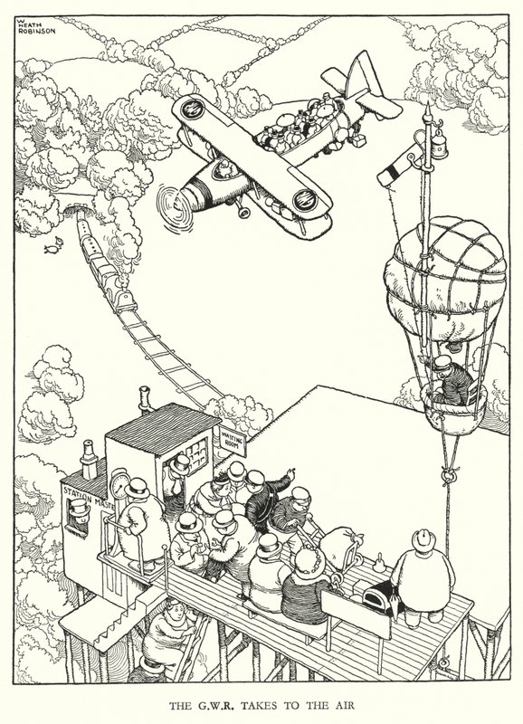 W Heath Robinson (lito) tarafından Demiryolu Ribaldry için İllüstrasyon by William Heath Robinson