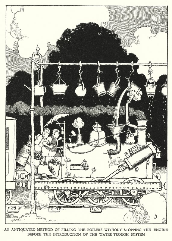 W Heath Robinson (lito) tarafından Demiryolu Ribaldry için İllüstrasyon by William Heath Robinson