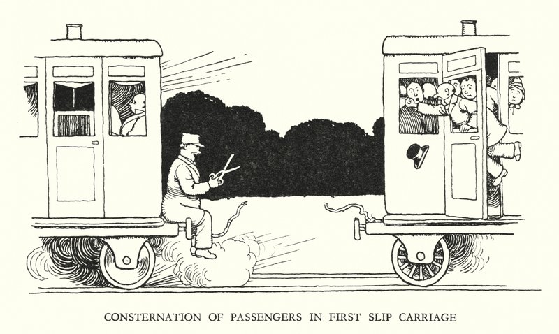 W Heath Robinson (lito) tarafından Demiryolu Ribaldry için İllüstrasyon by William Heath Robinson
