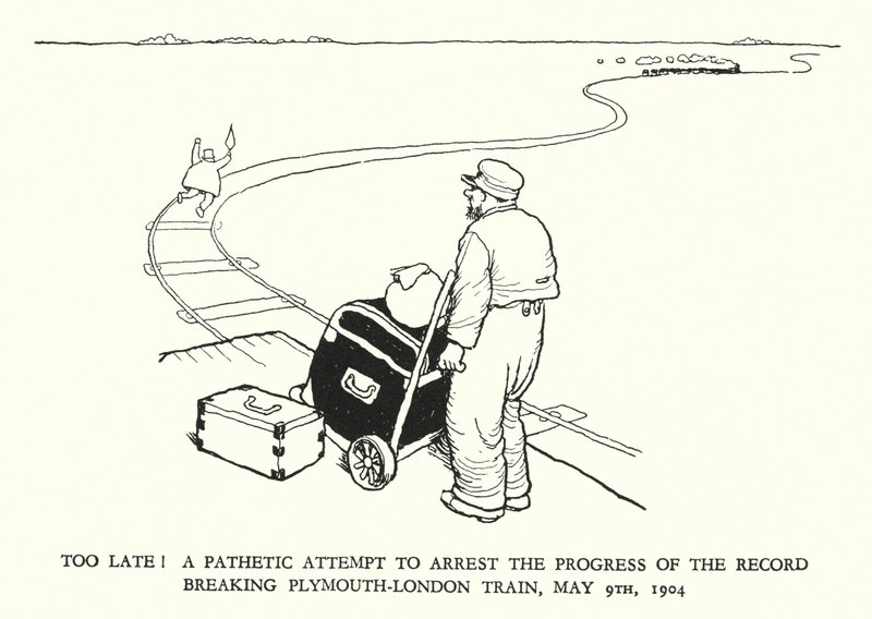 W Heath Robinson (lito) tarafından Demiryolu Ribaldry için İllüstrasyon by William Heath Robinson