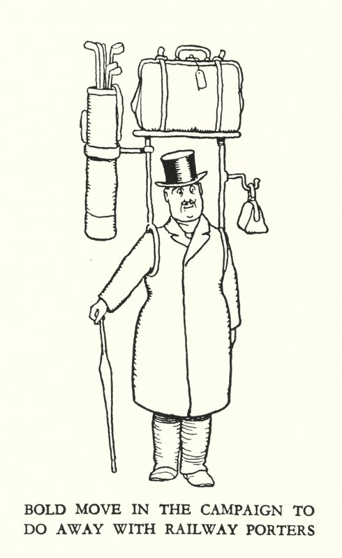 W Heath Robinson (lito) tarafından Demiryolu Ribaldry için İllüstrasyon by William Heath Robinson