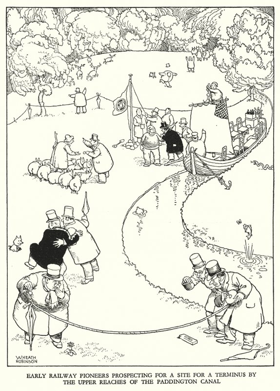 W Heath Robinson (lito) tarafından Demiryolu Ribaldry için İllüstrasyon by William Heath Robinson