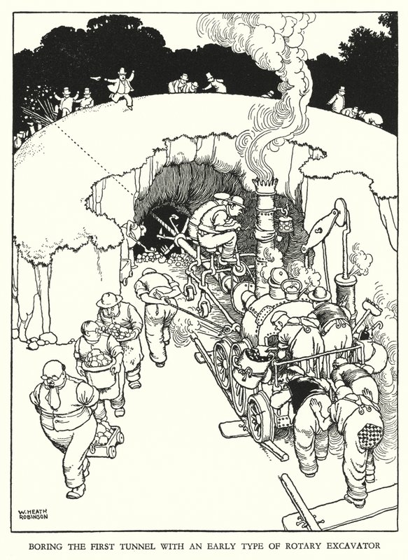 W Heath Robinson (lito) tarafından Demiryolu Ribaldry için İllüstrasyon by William Heath Robinson