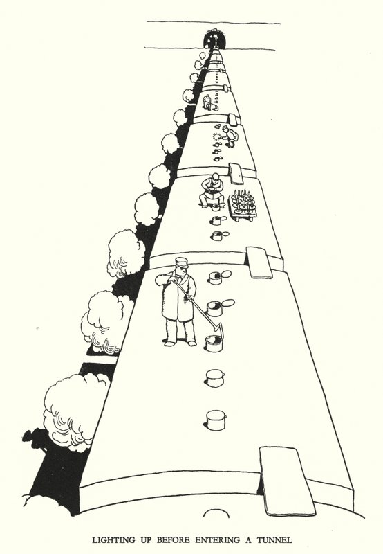 W Heath Robinson (lito) tarafından Demiryolu Ribaldry için İllüstrasyon by William Heath Robinson