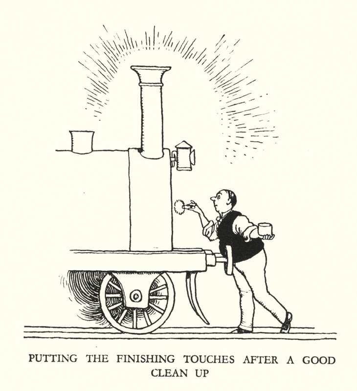 W Heath Robinson (lito) tarafından Demiryolu Ribaldry için İllüstrasyon by William Heath Robinson