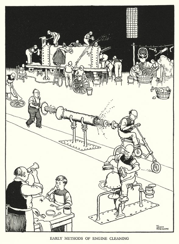 W Heath Robinson (lito) tarafından Demiryolu Ribaldry için İllüstrasyon by William Heath Robinson