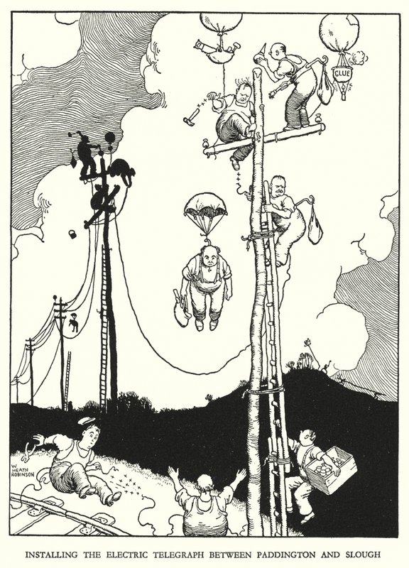 W Heath Robinson (lito) tarafından Demiryolu Ribaldry için İllüstrasyon by William Heath Robinson