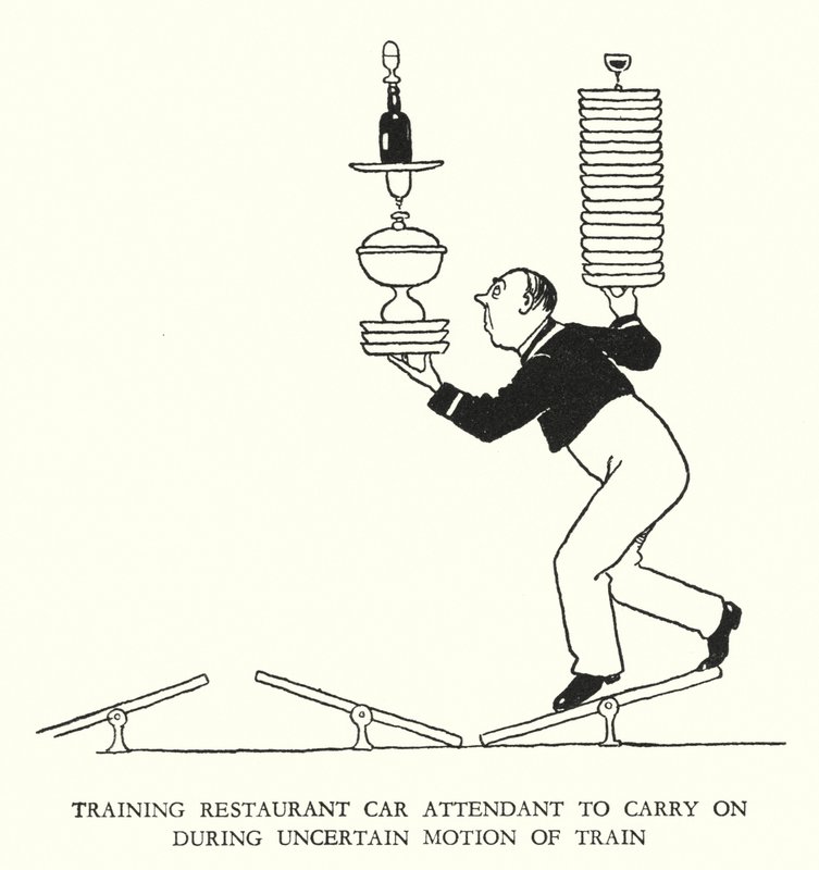 W Heath Robinson (lito) tarafından Demiryolu Ribaldry için İllüstrasyon by William Heath Robinson