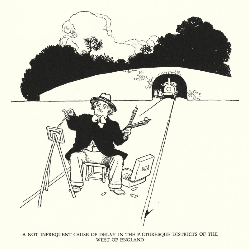 W Heath Robinson (lito) tarafından Demiryolu Ribaldry için İllüstrasyon by William Heath Robinson