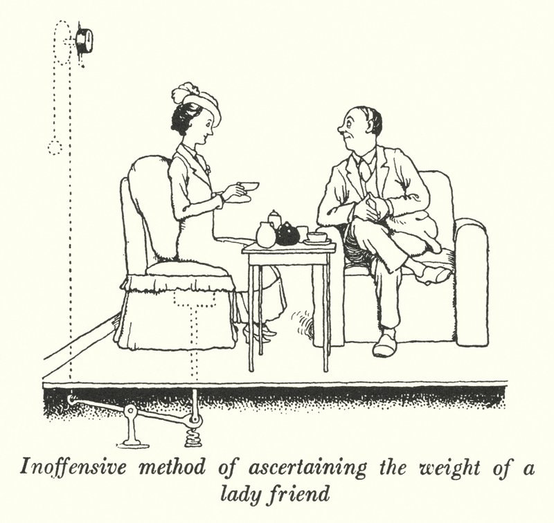 Bir bayan arkadaşın ağırlığını belirlemenin zararsız yöntemi (lito) by William Heath Robinson