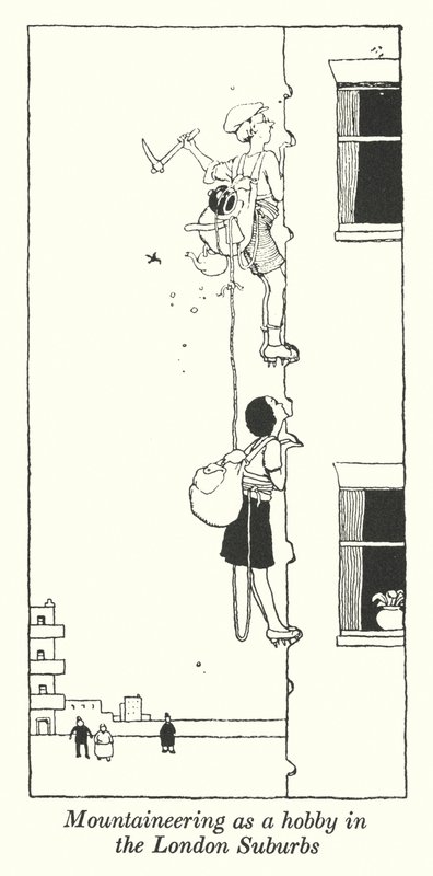 Londra Banliyölerinde hobi olarak dağcılık (lito) by William Heath Robinson