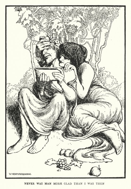 Adam asla benden daha mutlu olmadı (litho) by William Heath Robinson