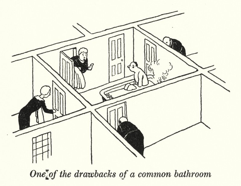 Ortak bir banyonun dezavantajlarından biri (lito) by William Heath Robinson