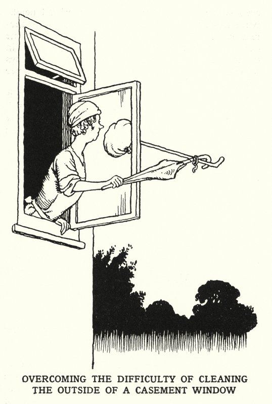 Kanatlı Pencere (lito) Dışını Temizleme Zorluğunun Üstesinden Gelmek by William Heath Robinson