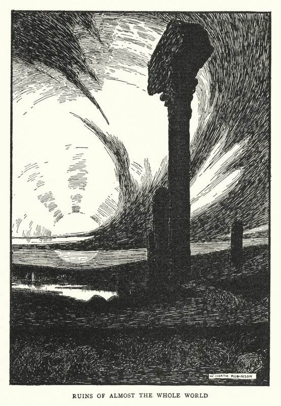 Neredeyse tüm dünyanın kalıntıları (lito) by William Heath Robinson