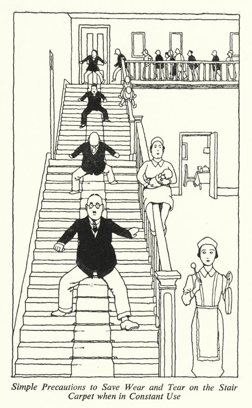 Sürekli Kullanımdayken Merdiven Halısında Aşınma ve Yıpranmayı Önlemek için Basit Önlemler (lito) by William Heath Robinson