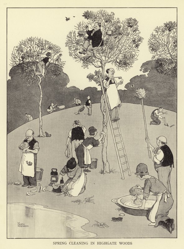 Highgate ormanlarında bahar temizliği by William Heath Robinson