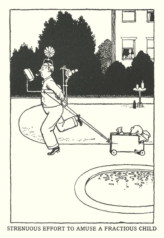 Huysuz Bir Çocuğu Eğlendirmek İçin Yorucu Çaba (litto) by William Heath Robinson