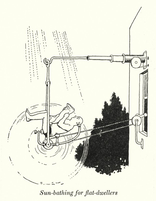 Ev sakinleri için güneş banyosu (taş) by William Heath Robinson