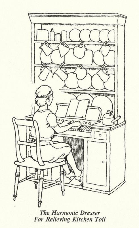 Mutfak Zahmetini Gidermek İçin Harmonik Şifonyer (litho) by William Heath Robinson