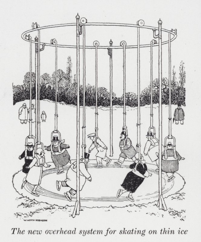 İnce buzda kaymak için yeni baş üstü sistemi (lito) by William Heath Robinson