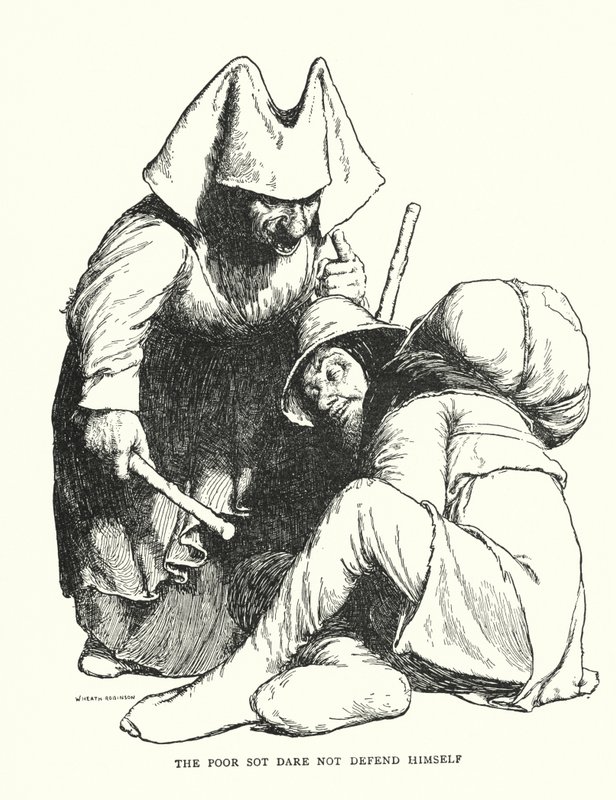 Zavallı sot kendini savunmaya cesaret edemez (lito) by William Heath Robinson