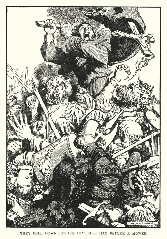 Biçme makinesinin önündeki saman gibi önüne düştüler (lito) by William Heath Robinson