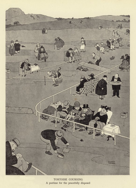 Kaplumbağa gezintisi, barışçıl bir şekilde elden çıkarılanlar için bir eğlence by William Heath Robinson