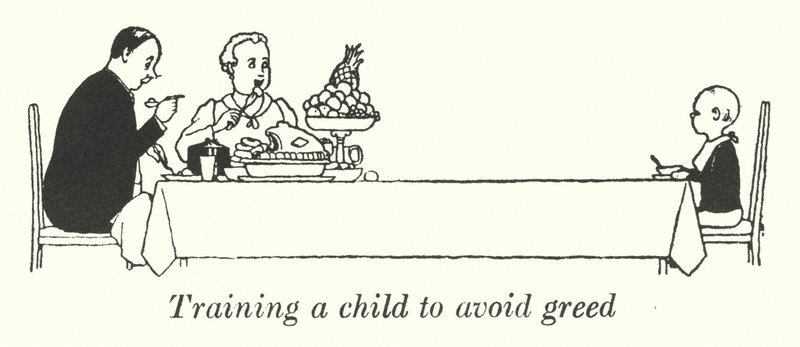 Bir çocuğu açgözlülükten kaçınmak için eğitmek (lito) by William Heath Robinson