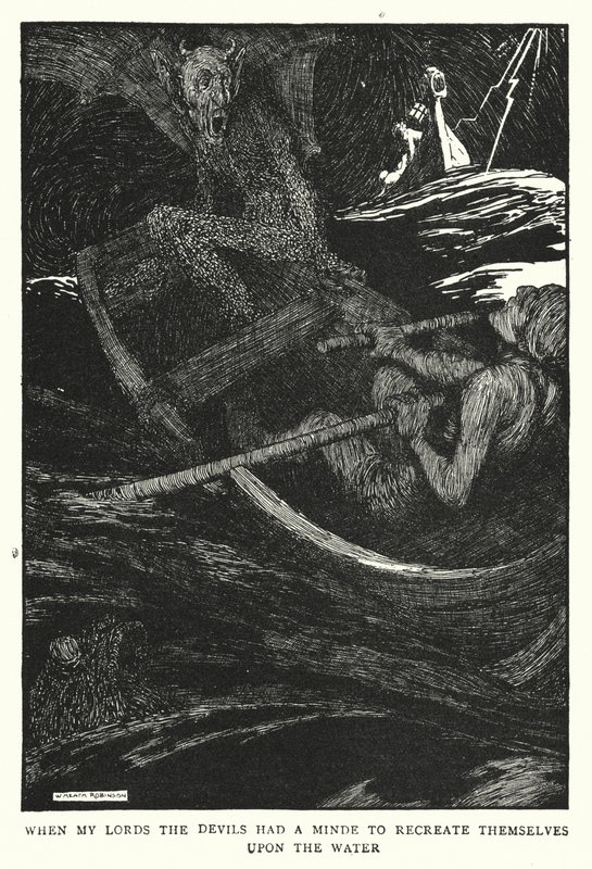 Lordlarım, şeytanların kendilerini su üzerinde yeniden yaratmak için bir akılları olduğunda (lito) by William Heath Robinson