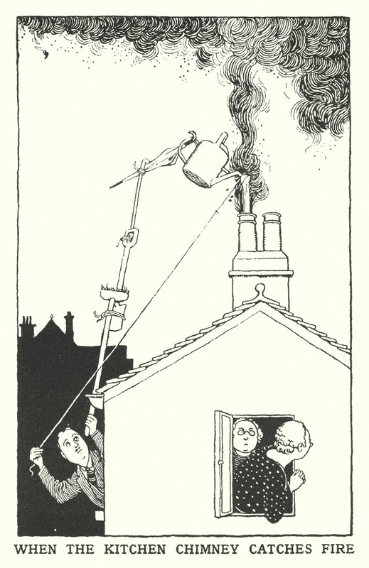 Mutfak Bacası Alev Aldığında (lito) by William Heath Robinson