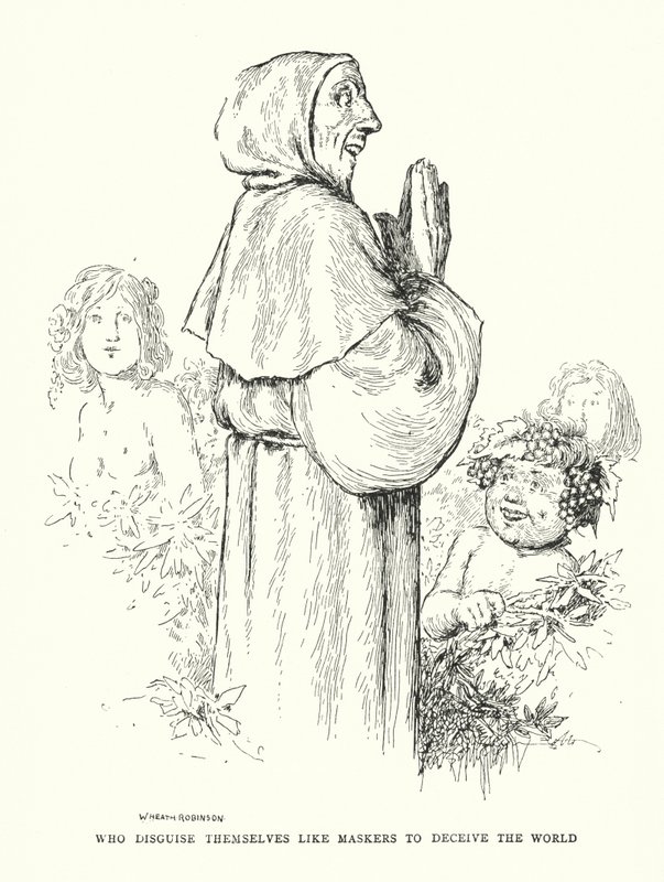 Dünyayı aldatmak için maskeli kılık değiştirenler (litho) by William Heath Robinson