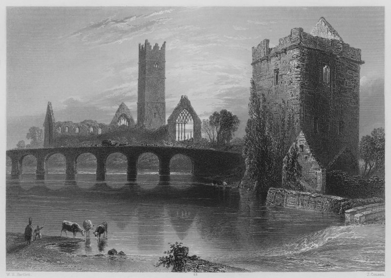 Clare Manastırı, Galway (gravür) by William Henry (after) Bartlett
