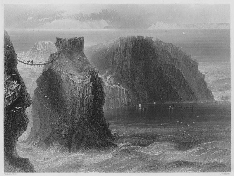 Carrick a Rede, Antrim (gravür) by William Henry (after) Bartlett