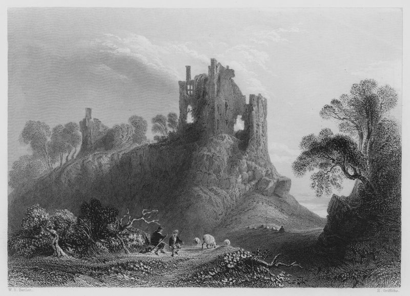 Limerick yakınlarındaki Carrigogunnell Kalesi (gravür) by William Henry (after) Bartlett