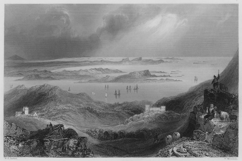 Clifden Kalesi, Connemara (gravür) by William Henry (after) Bartlett