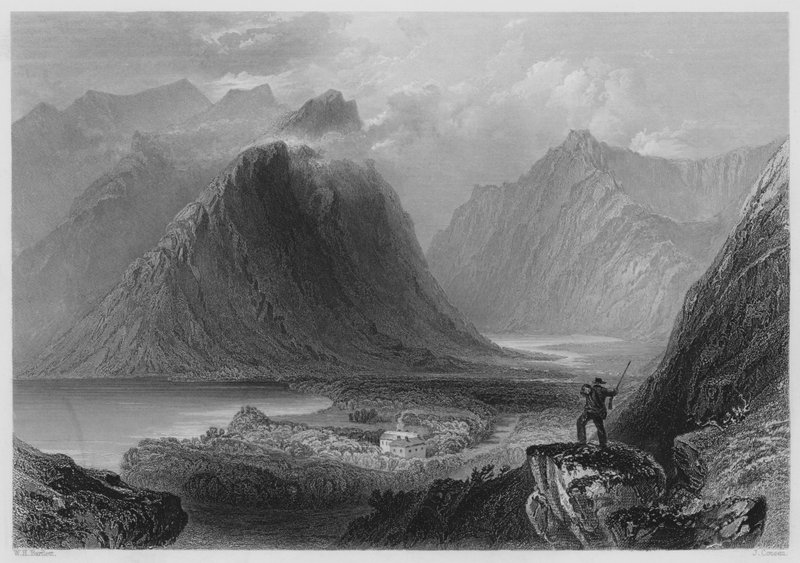 Delphi Lodge, Connemara (gravür) by William Henry (after) Bartlett
