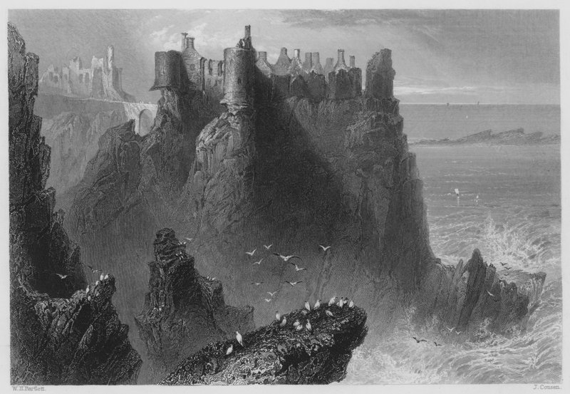 Dunluce Kalesi (gravür) by William Henry (after) Bartlett
