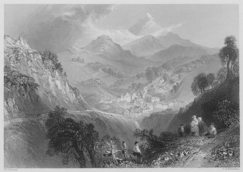 Dublin yakınlarındaki Enniskerry (gravür) by William Henry (after) Bartlett