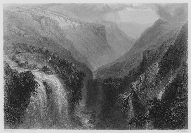 Glenmalure Başkanı, County Wicklow (gravür) by William Henry (after) Bartlett