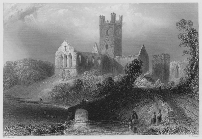 Jerpoint Manastırı (gravür) by William Henry (after) Bartlett