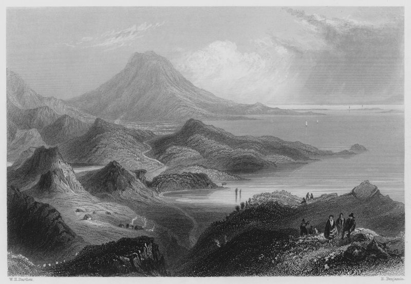 Lough Conn ve Nephin Dağı (gravür) by William Henry (after) Bartlett