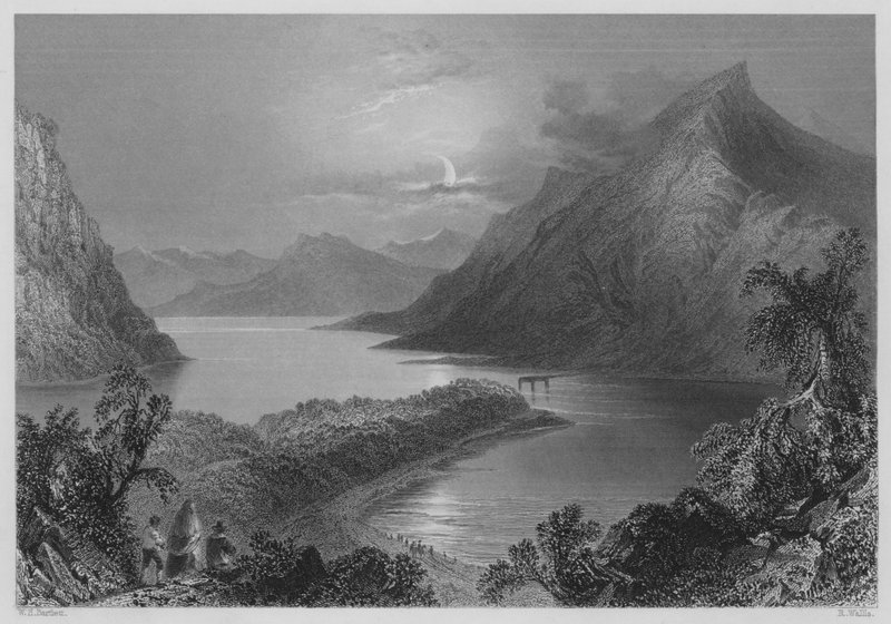 Lough Ina, Connemara (gravür) by William Henry (after) Bartlett