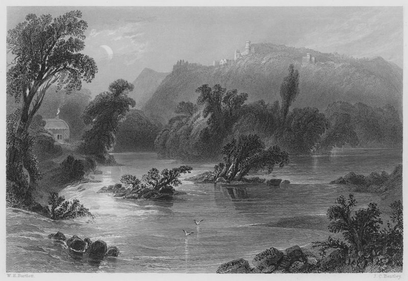 Suların Buluşması, Ovoca Vadisi (gravür) by William Henry (after) Bartlett