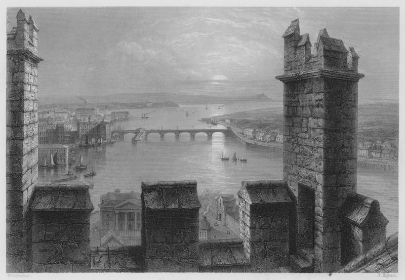 Shannon, Limerick Katedrali'nden (gravür) by William Henry (after) Bartlett