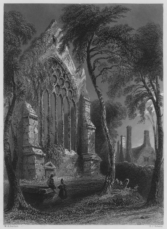 Youghall Manastırı, Sir Walter Raleigh'in ikametgahı (gravür) by William Henry (after) Bartlett