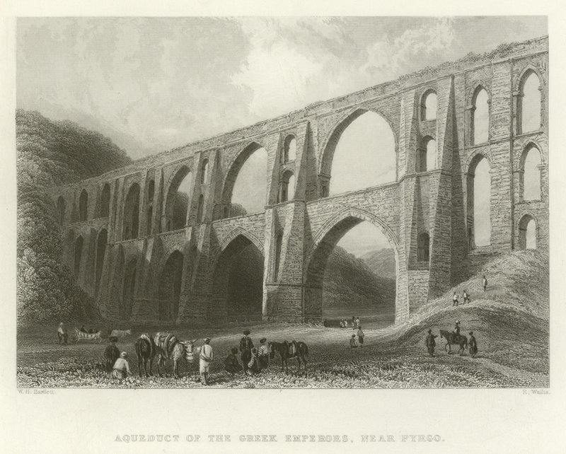 Aqueduct of the Emperors, near Pyrgo, Turkey  by William Henry Bartlett