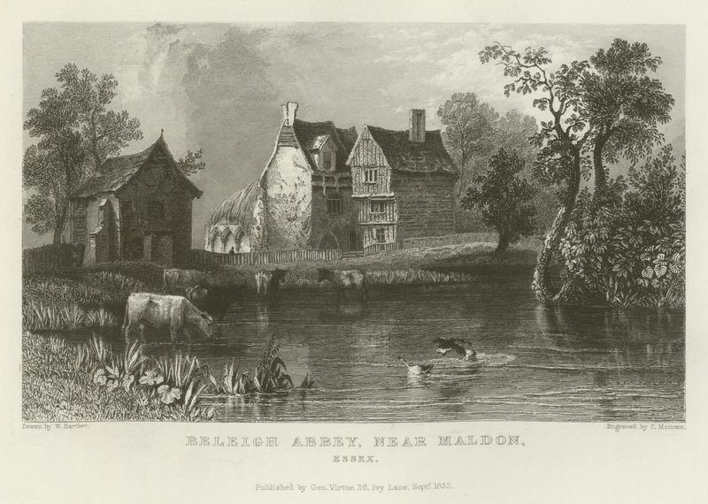 Beleigh Abbey, near Maldon, Essex  by William Henry Bartlett