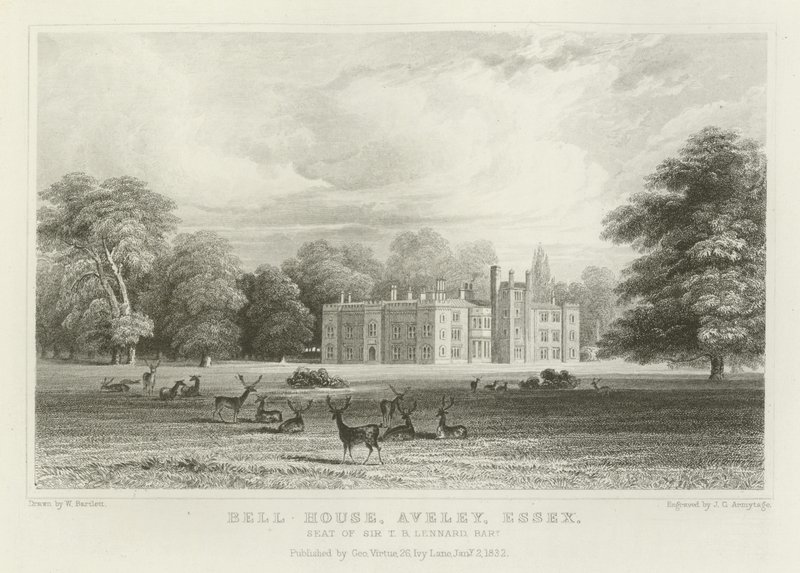 Bell House, Aveley, Essex, Koltuk Sir TB Lennard, Baronet by William Henry Bartlett